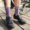 Calcetines de ciclismo de algodón peinado para hombre con patrón de impresión, Calcetines de ciclismo transpirables para mujer, para correr, baloncesto, deporte, Ciclismo